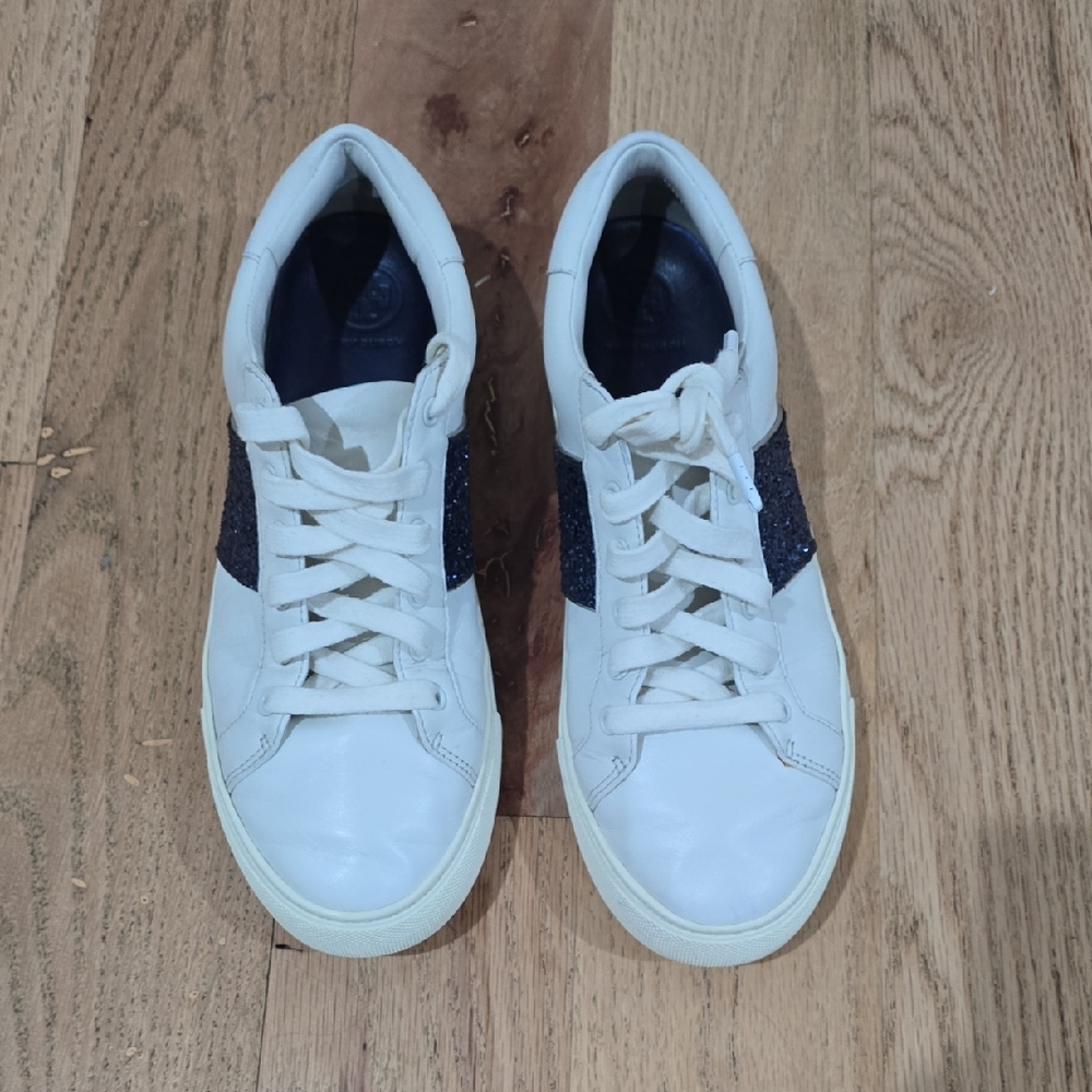 TORY BURCH Glitter White and Blue Women's Sneakers 8.5